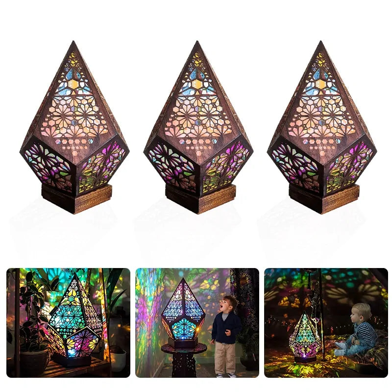 Sharu Bliss Wooden LED Projection Night Lamp - Transform Your Space with Mesmerizing Light Patterns