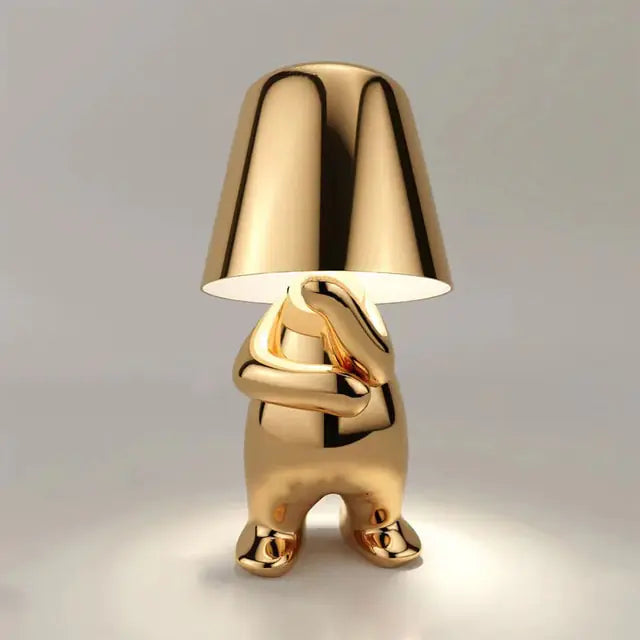 Little Golden Man Table Lamp - Whimsical Resin LED Light