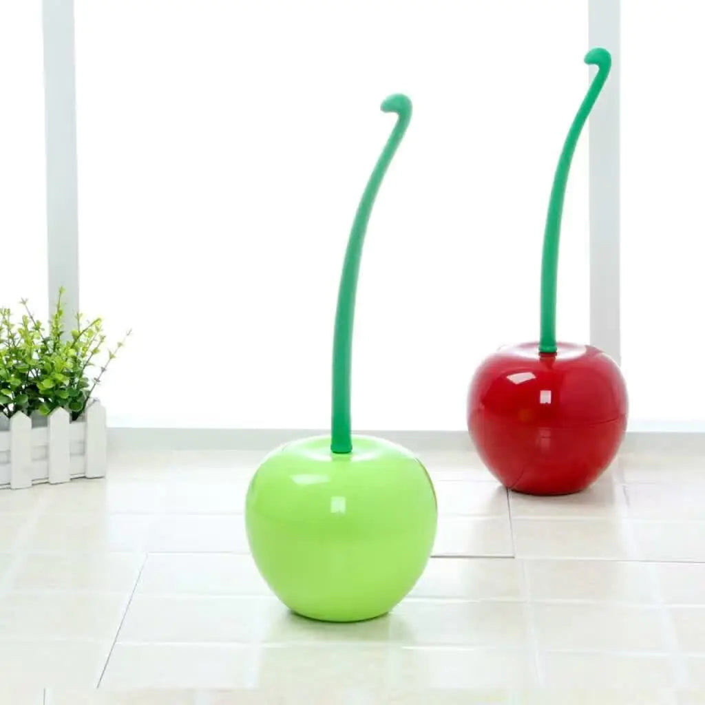 Sharu Bliss Creative Lovely Cherry Shape Toilet Brush Holder Set - Charming and Functional Bathroom Decor