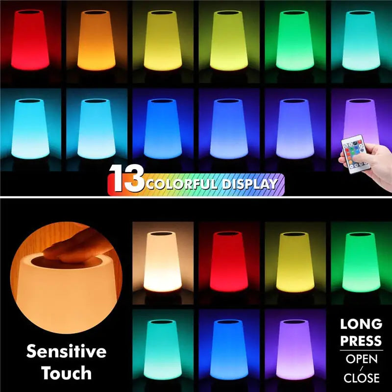 13 Color Changing Night Light Lamp - Portable LED Mood Light