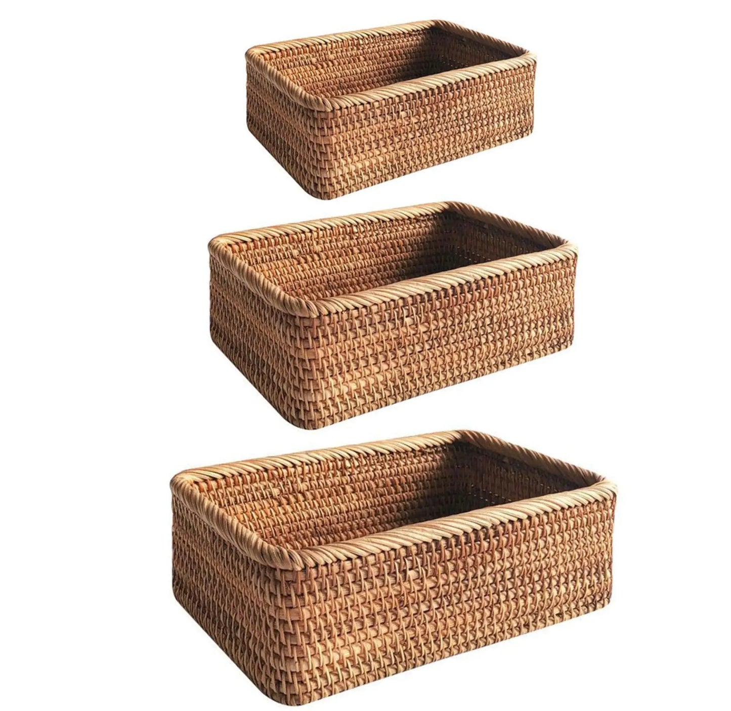 Handmade Rattan Tray Basket - Rustic Charm and Practical Functionality