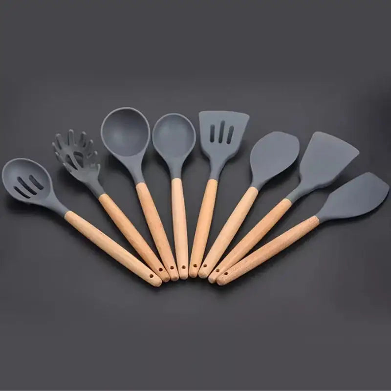 Sharu Bliss Nordic Silicone Kitchen Utensil Set - 12-Piece Heat-Resistant, Non-Stick Cooking Tools