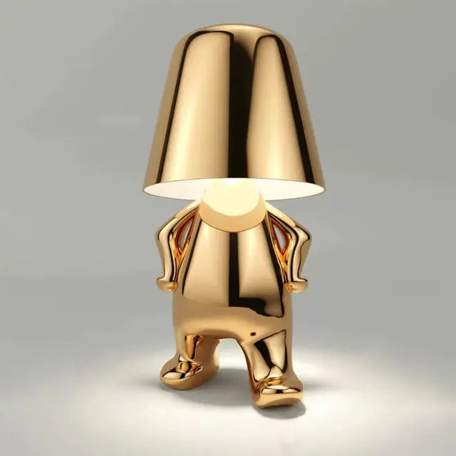 Little Golden Man Table Lamp - Whimsical Resin LED Light