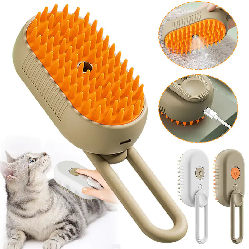 Sharu Bliss Steam Pet Brush with Unique Spray Function - Premium Cat and Dog Grooming Tool