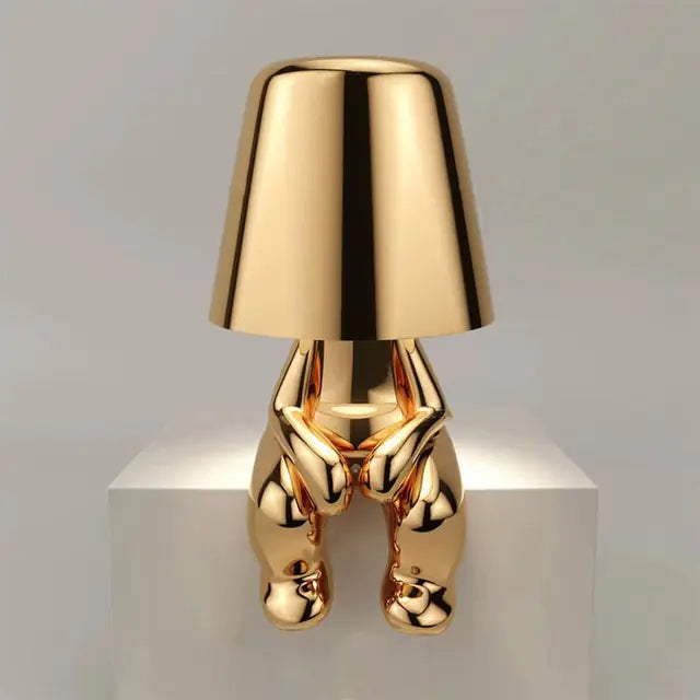 Little Golden Man Table Lamp - Whimsical Resin LED Light