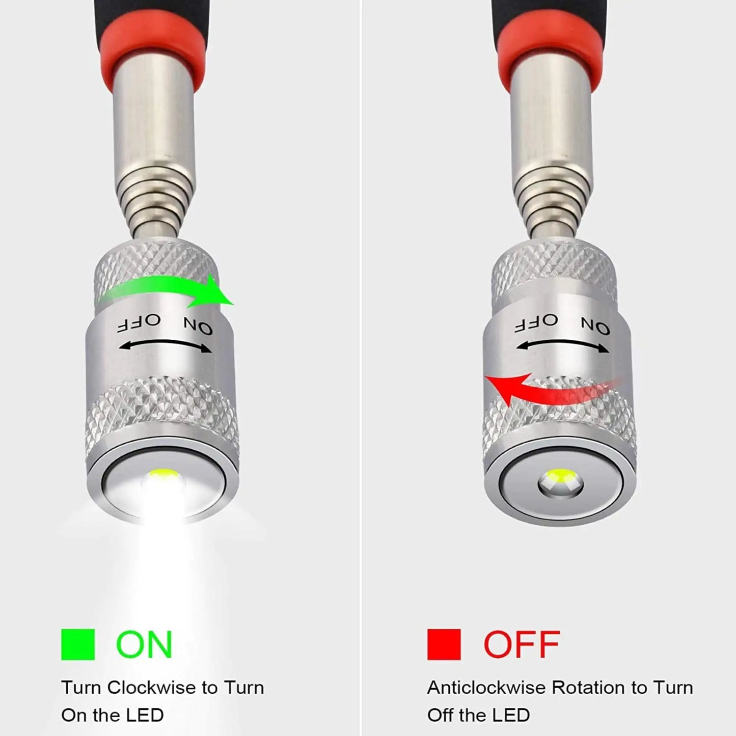 Extendable Magnetic LED Pickup Tool - 2 Pack