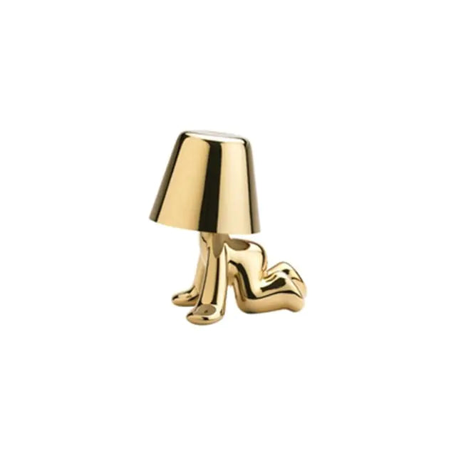 Little Golden Man Table Lamp - Whimsical Resin LED Light