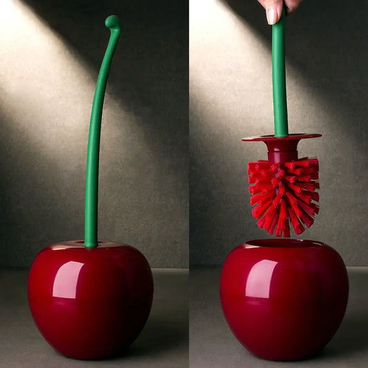 Sharu Bliss Creative Lovely Cherry Shape Toilet Brush Holder Set - Charming and Functional Bathroom Decor