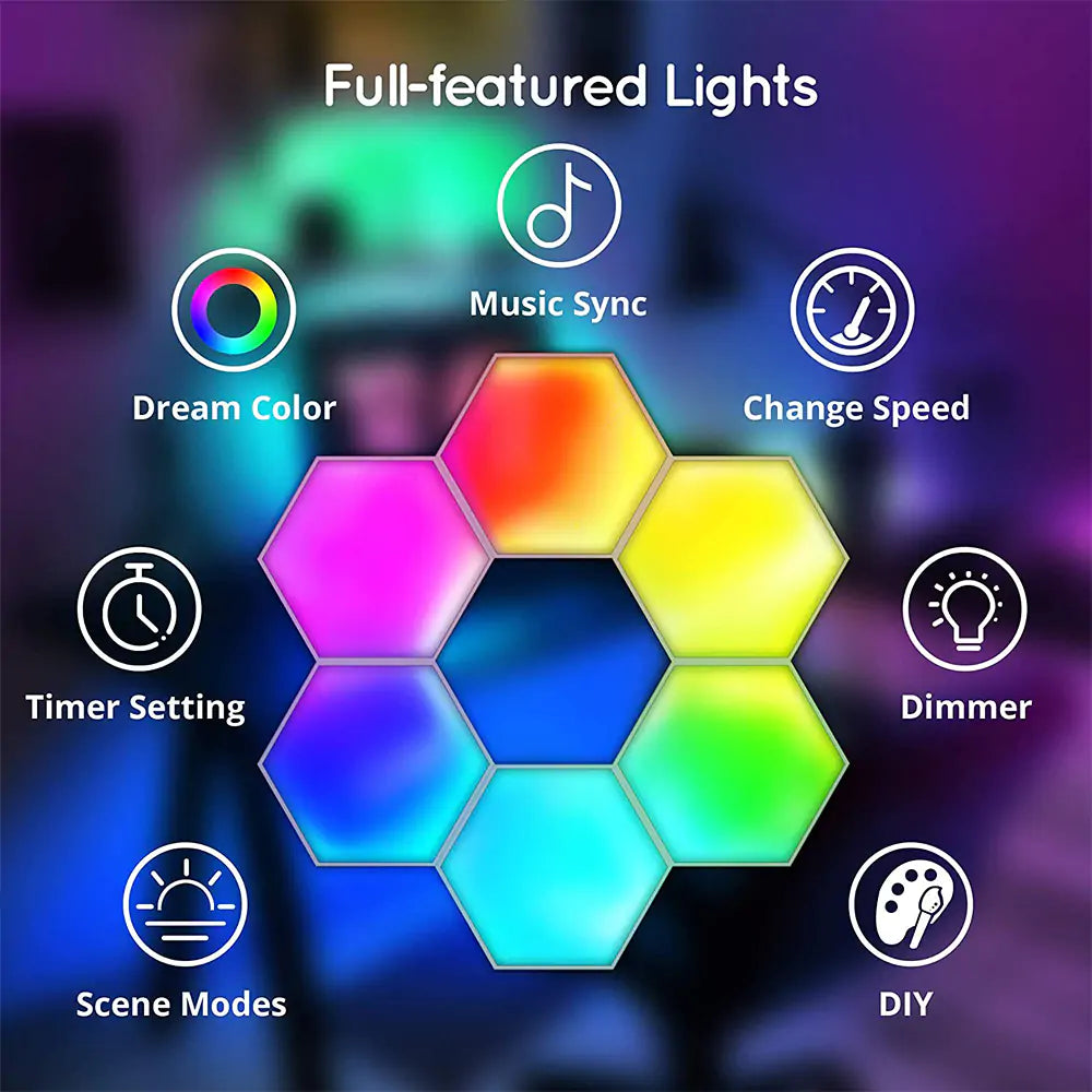 Hexagon Wall Light - Dream Color Technology, Customizable RGB Symphony