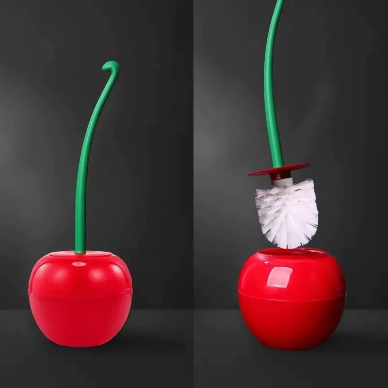 Sharu Bliss Creative Lovely Cherry Shape Toilet Brush Holder Set - Charming and Functional Bathroom Decor