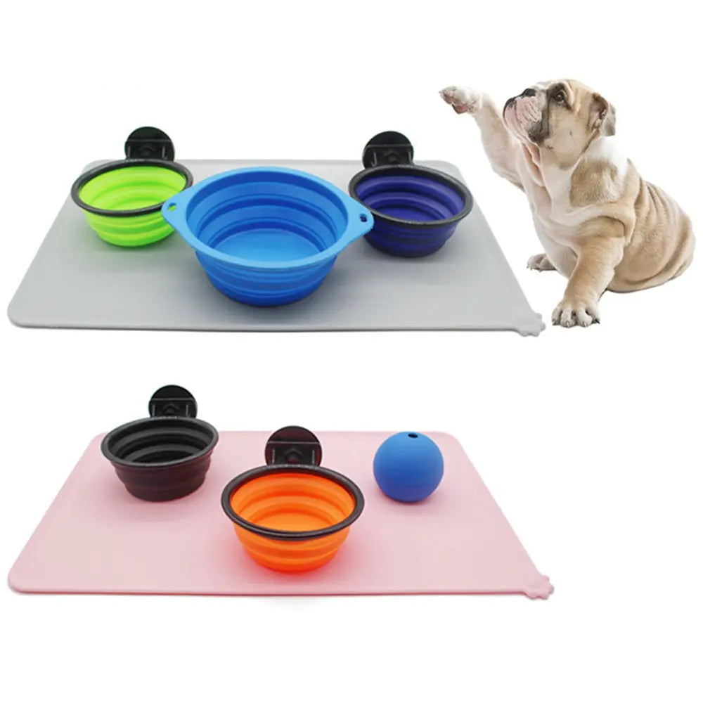 Silicone Pet Bowl Mat - Non-Slip, Waterproof, and Pet-Friendly