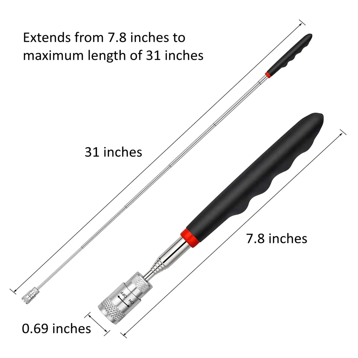 Extendable Magnetic LED Pickup Tool - 2 Pack