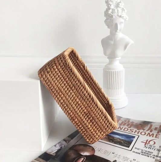 Handmade Rattan Tray Basket - Rustic Charm and Practical Functionality