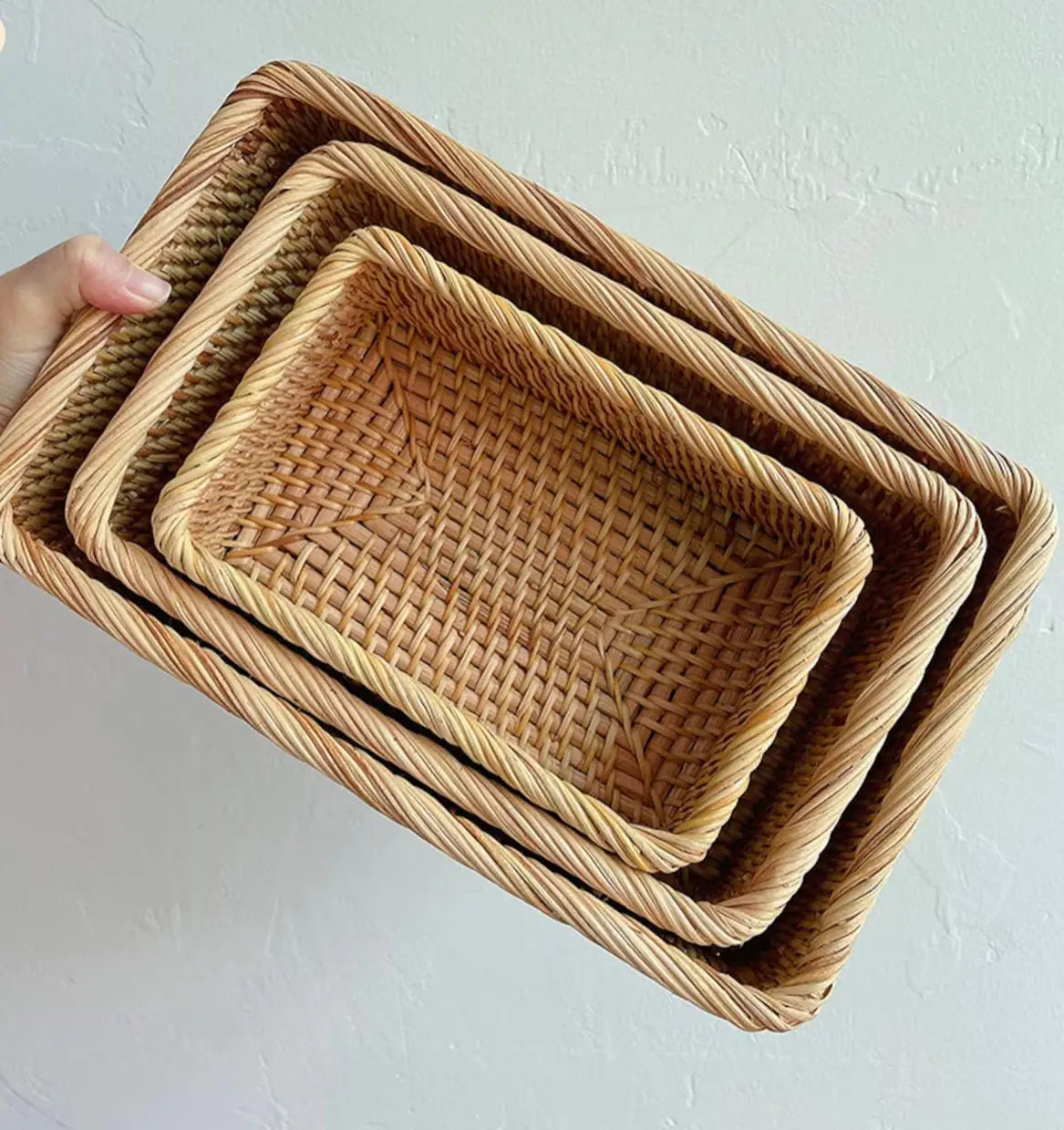 Handmade Rattan Tray Basket - Rustic Charm and Practical Functionality